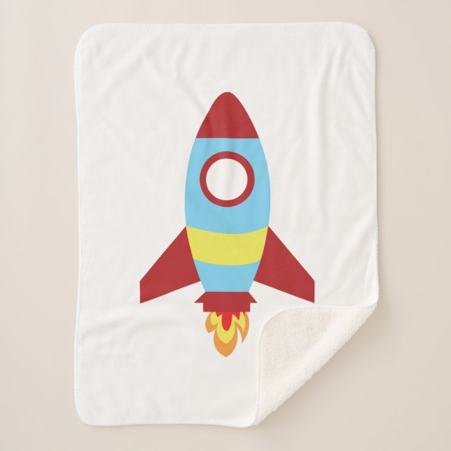 Rocket Spaceship Launching Sherpa Blanket (Front)
