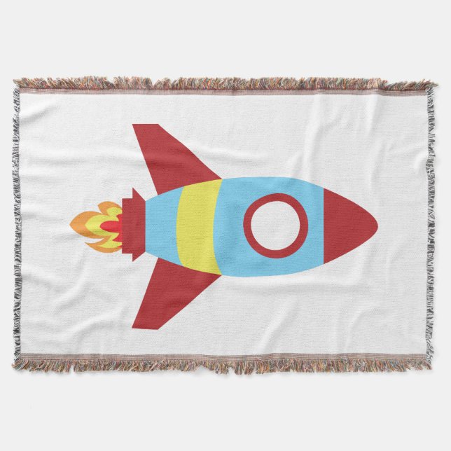 Rocket Spaceship Launching Throw Blanket (Front)