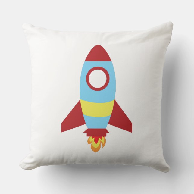 Rocket Spaceship Launching Throw Pillow (Front)