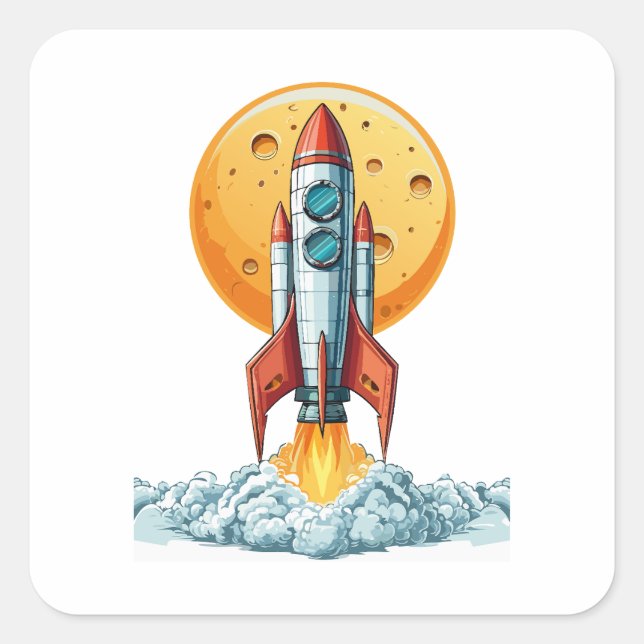 rocket square sticker (Front)
