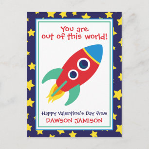 Rocket & Stars Personalized Valentine's Cards