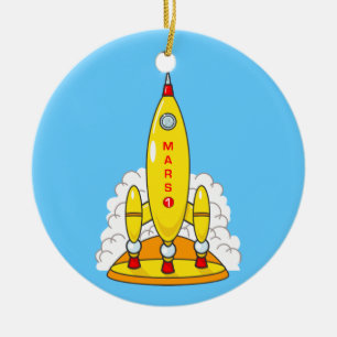 Rocket To Mars Ceramic Ornament