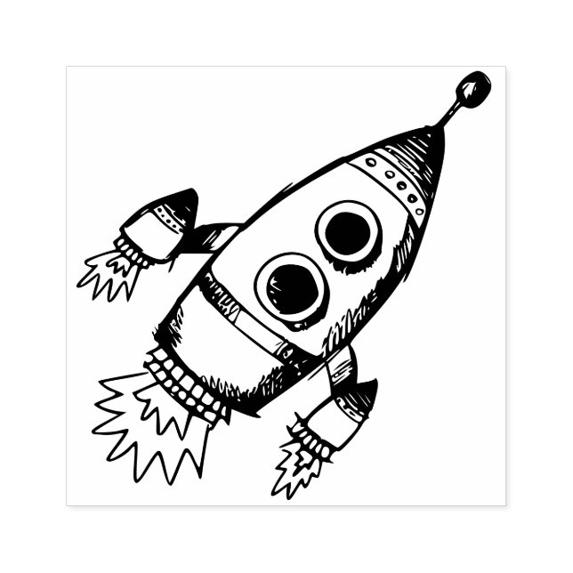 Rocket to outer space rubber stamp (Imprint)