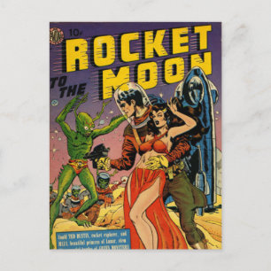 Rocket to the Moon Comic Postcard