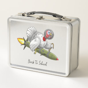 Rocket Turkey Back to School Metal Lunch Box