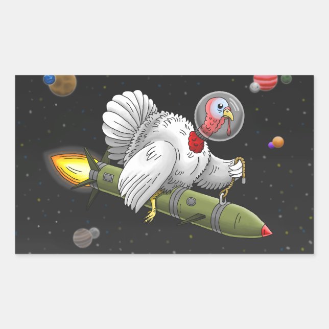 Rocket Turkey in Outer Space Sticker (Front)