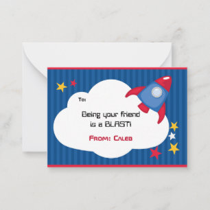 Rocket Valentine Cards - Boys Outer Space