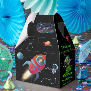 Rocket with Photo   Birthday Alien UFO Astronaut Favor Box
