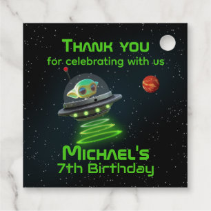 Rocket with Photo   Birthday Astronaut Alien UFO Favour Tags