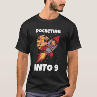 Rocketing Into 9 Moon Astronaut Kid 9Th Birthday T-Shirt
