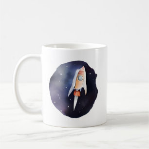 Rocketing into the Stars: Whimsical Space Journey Coffee Mug
