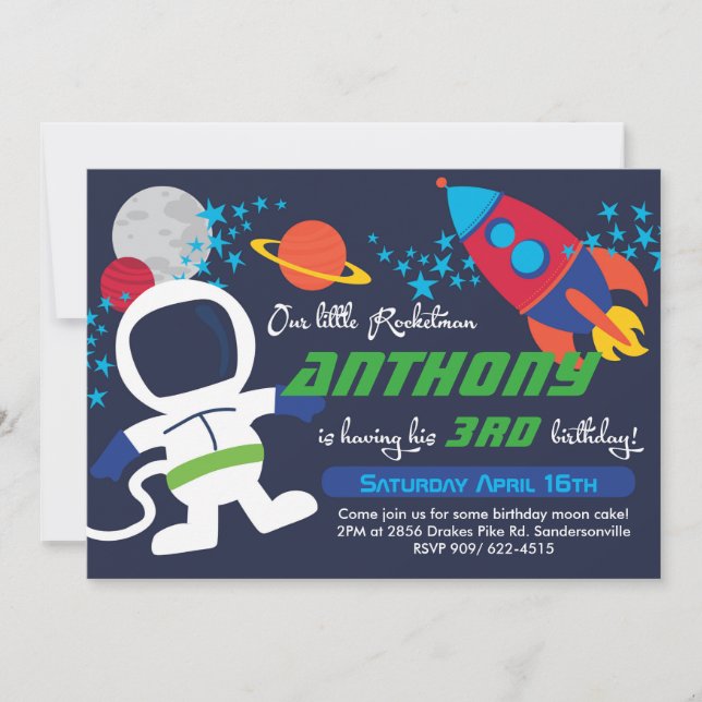 Rocketman 5x7 Invitation d'anniversaire (Devant)