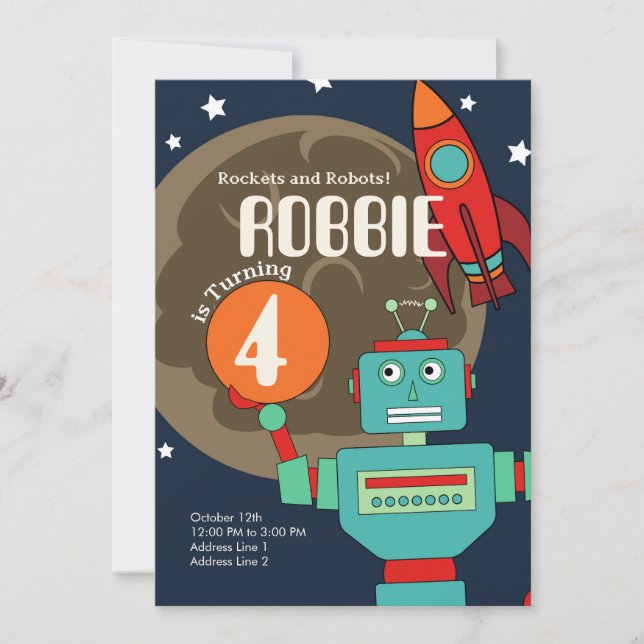 Rockets and Robots Invitation (Front)