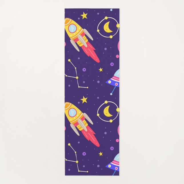 Rockets Fly To The Moon Children Pattern Yoga Mat (Front)