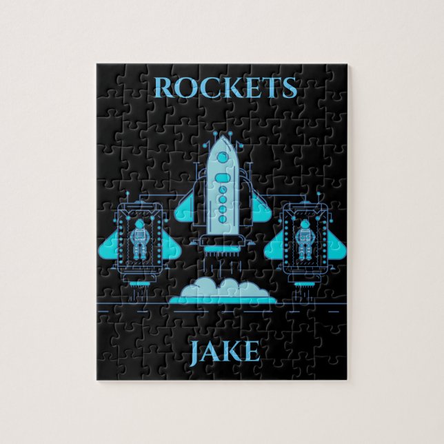 Rockets puzzle with personalized name. (Vertical)