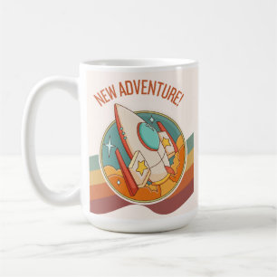 rocketship new adventure coffee mug