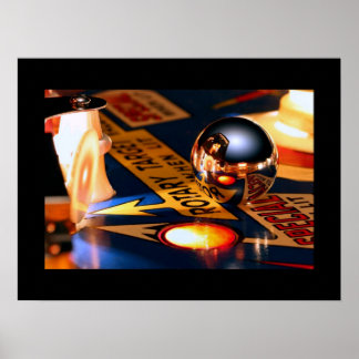 Rocketship pinball poster Black border