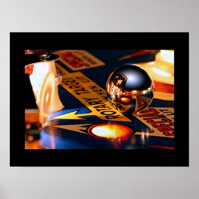 Rocketship pinball poster Black border (Front)