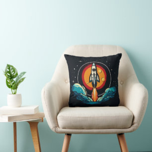 Rocketship Throw Pillow