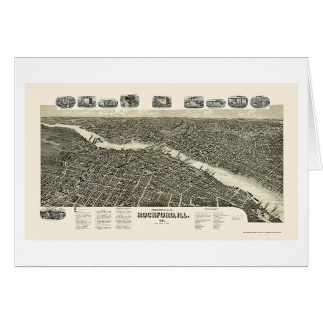 Rockford, IL Panoramic Map - 1891 (Front Horizontal)
