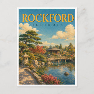 Rockford Illinois Japanese Garden GeoSaga Postcard