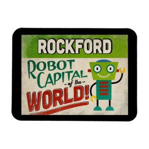 Rockford Illinois Robot - Funny Vintage Magnet