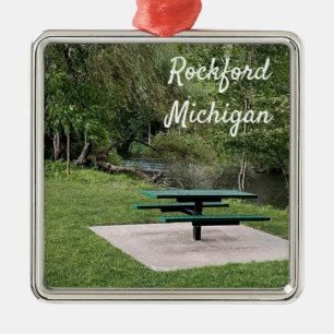Rockford Michigan White Pine Walking Trail Metal Ornament