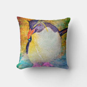 Rockhopper penguin throw pillow