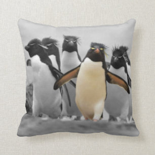 Rockhopper Penguins Throw Pillow