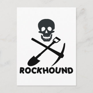 Rockhound Skull Cross Shovel and Pick Postcard