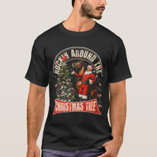 Rockin' Around The Christmas Funny Cowboy Trump T-Shirt