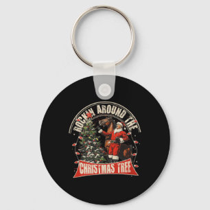 Rockin' Around The Christmas Funny Cowboy Trump We Keychain