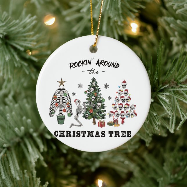 Rockin Around The Christmas Tree Ceramic Ornament (Tree)