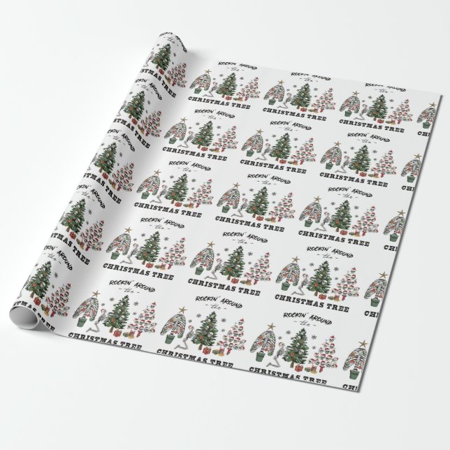 Rockin Around The Christmas Tree Wrapping Paper (Unrolled)