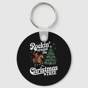 Rockin’ Around The Cowboy Christmas Tree Western X Keychain