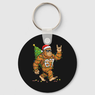 Rockin' Bigfoot Christmas Tree Xmas Lights Funny 6 Keychain