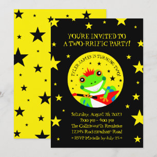Rockin' Birthday Tree Frog with Red Guitar Invitation