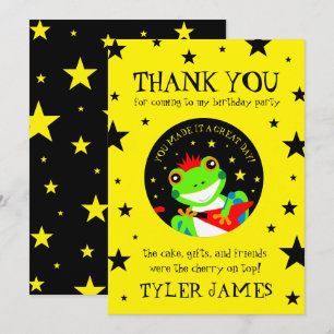 Rockin' Birthday Tree Frog with Red Guitar Thank You Card