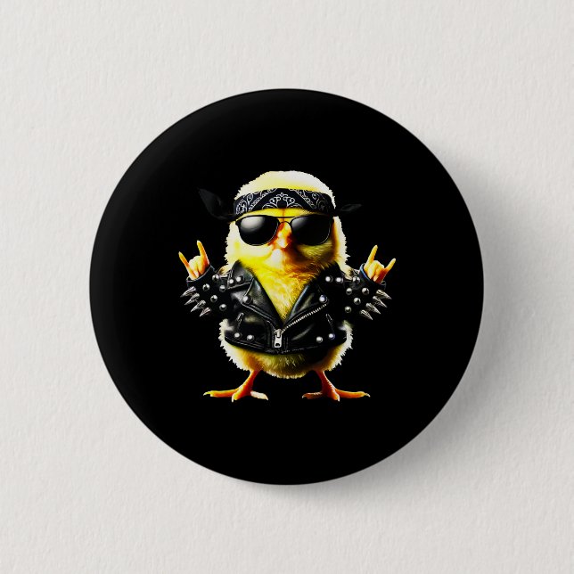 Rockin' Chick Biker Easter  2 Inch Round Button (Front)