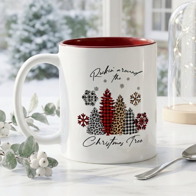 Rockin’ Christmas Mug – Plaid & Leopard Trees (Creator Uploaded)