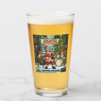 Rockin Christmas Santa Reindeer Band Holiday Glass