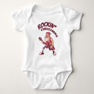Rockin Christmas, Santa rocking with Guitar Invita Baby Bodysuit