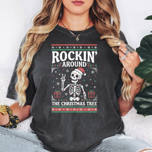 Rockin' Christmas Skeleton Funny Holiday T-Shirt