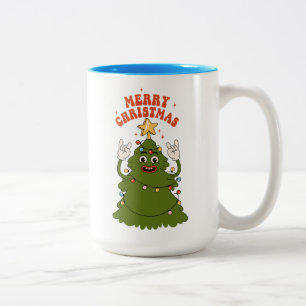 Rockin' Christmas Tree - A Festive Holiday Jam Two-Tone Coffee Mug