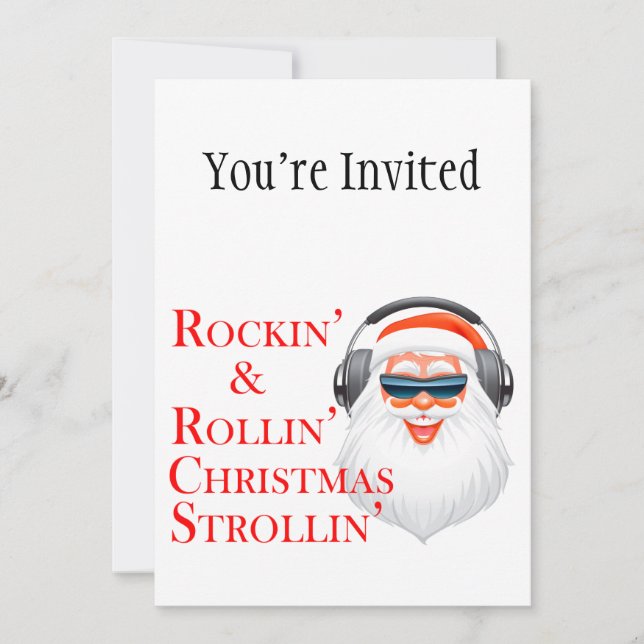 Rockin' Cool Santa Claus With Headphones Invitation (Front)