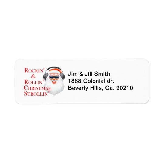 Rockin' Cool Santa Claus With Headphones Return Address Label