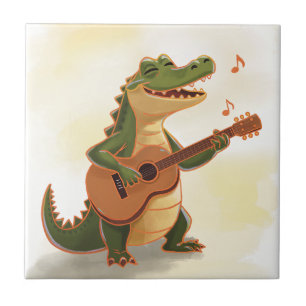 Rockin’ Crocodile with Guitar – Fun Cartoon Animal Tile