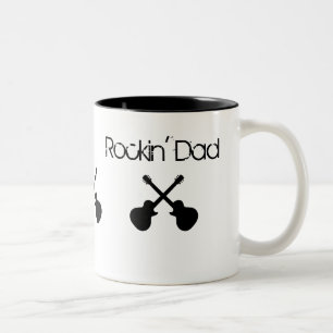 Rockin 'Dad, crossed black guitars Two-Tone Coffee Mug