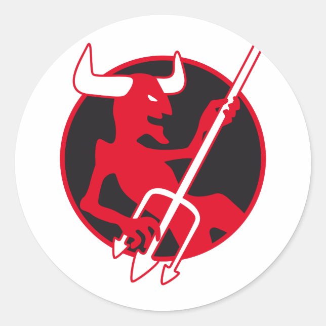 Rockin Devil weiß Classic Round Sticker (Front)