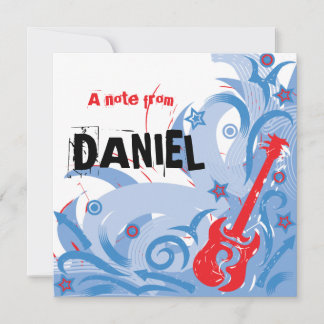 Rockin' guitar party thank you note card